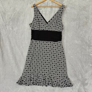 White House Black Market Dress Womens XL Ruffle Hem Empire Waist Stretch Knit